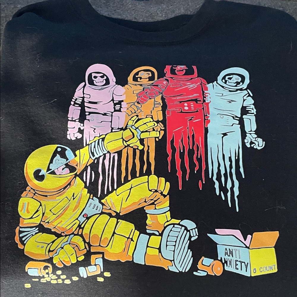 Port and Company Black Hoodie with Colorful Astronaut Design